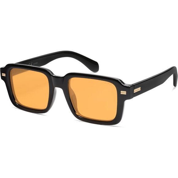 ? Women Yellow Classic Square Sunglasses Polarized Vintage Rectangle Eyewear main image 5